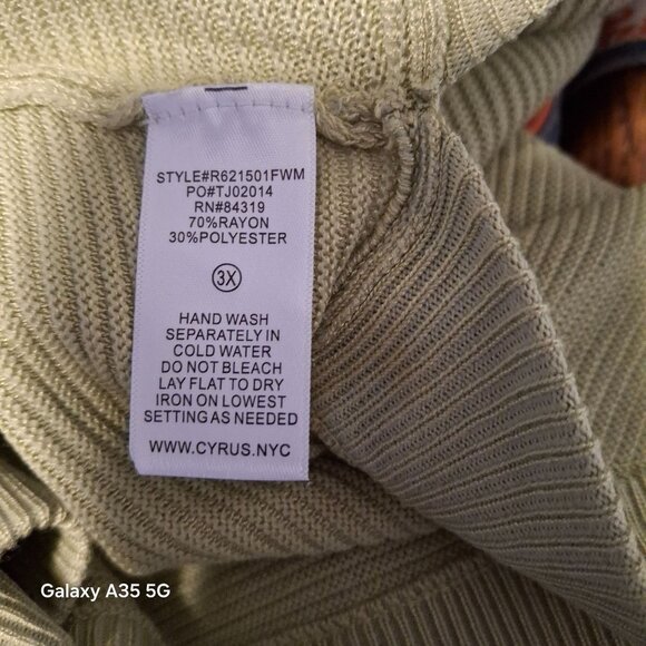 Cyrus Womens Ribbed Knit Long Sleeve Sweater 3X Light Green Soft & Comfortable M - Picture 7 of 7